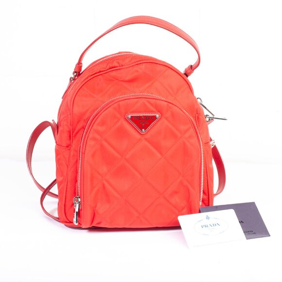 Authentic Ladies Red Prada Quilted Tesstuto Impuntu Mini Backpack - Picture 15 of 15